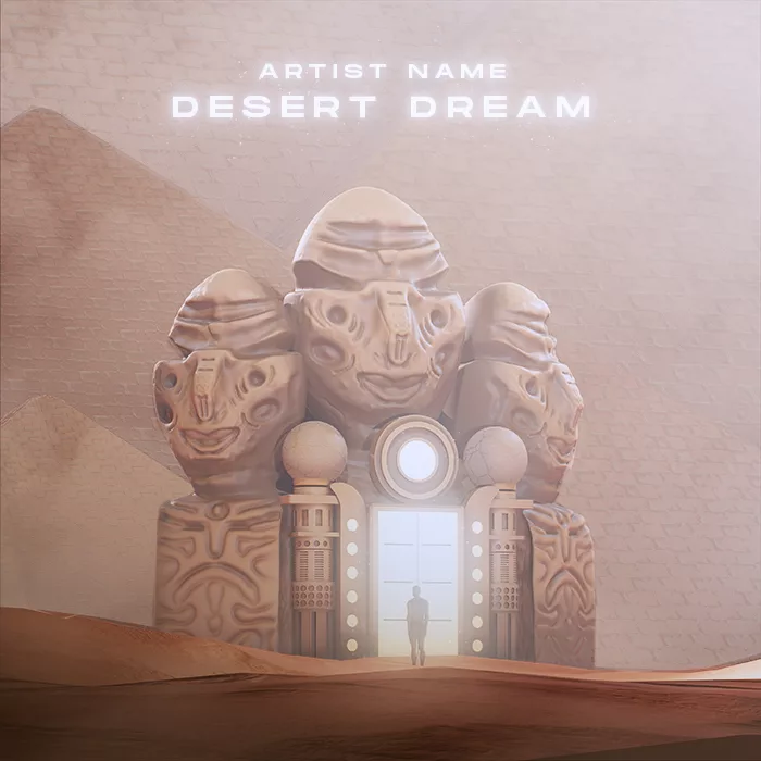 A fantasy artwork depicting a wonderful dream like atmosphere of a desert