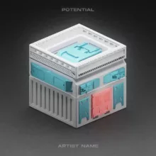 An abstract artwork with a sci fi box