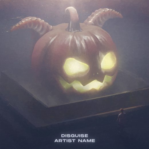 A spooky halloween themed artwork with a halloween pumpkin