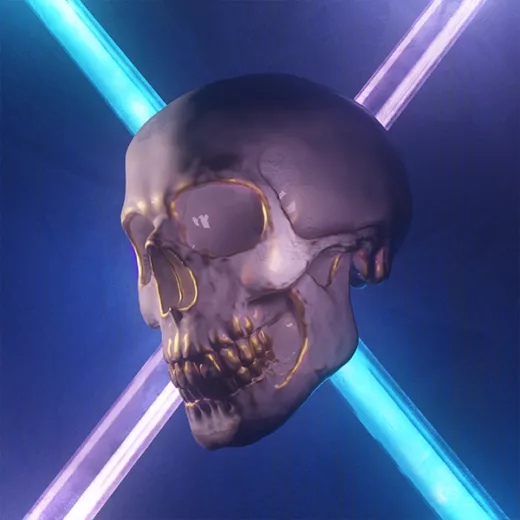 A skull artwork with neon lights in the background. Perfect for melodic bass, melodic dubstep, dubstep, future bass, edm, instrumental, hip hop, pop, rock, metal.