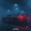 A moody cinematic artwork with a shot of a car in a dark vibey atmosphere