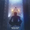 A surreal artwork with a character meditating over a city