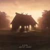 A surreal fantasy artwork with a hut in a dreamy foggy environment