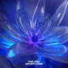 A fantasy magical flower with transparent petals and light coming from behind