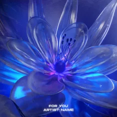 A fantasy magical flower with transparent petals and light coming from behind