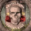 A fantasy artwork with a skull and flowers around him, specifically roses