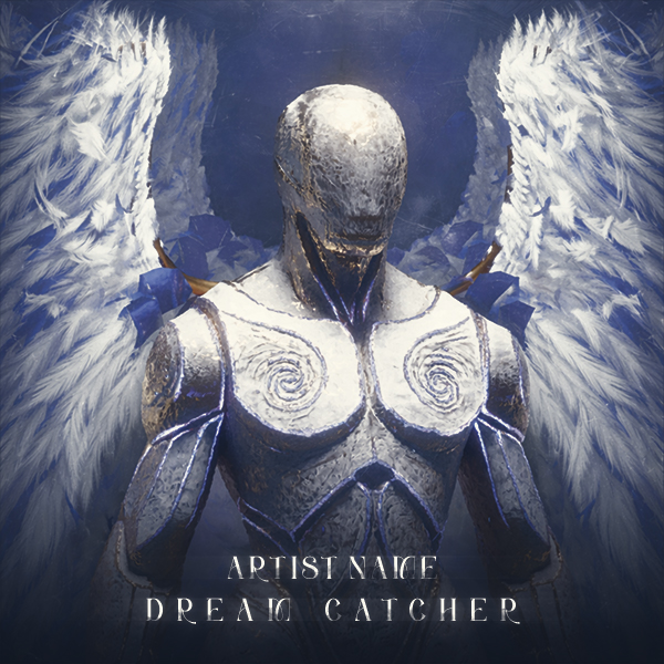Dream Catcher Cover Art A Fantasy Artwork With A Angelic Character With Wings, Golden Face And Glowing Veins