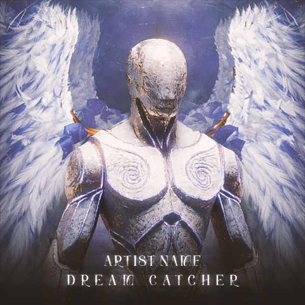 Dream Catcher Cover Art A Fantasy Artwork With A Angelic Character With Wings, Golden Face And Glowing Veins