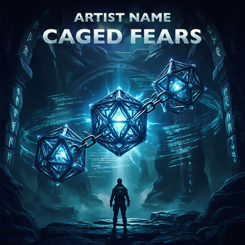 Caged Fears Cover Art A Mystical Environment With Energy Networks Inside Cages