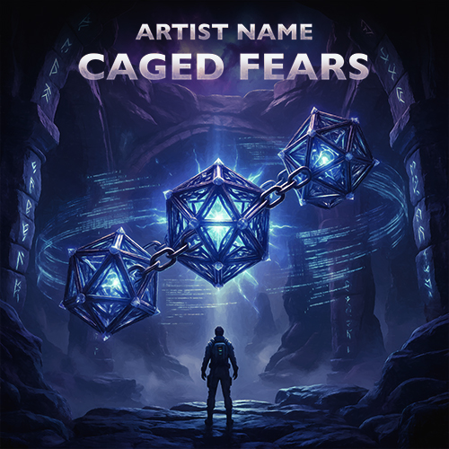 Caged Fears Cover Art A Mystical Environment With Energy Networks Inside Cages
