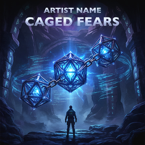 Caged Fears Cover Art A Mystical Environment With Energy Networks Inside Cages