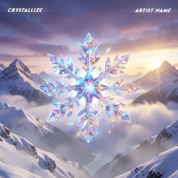 Crystallize Cover Art A Huge Crystalline Snowflake In A Euphoric Snowy Landscape