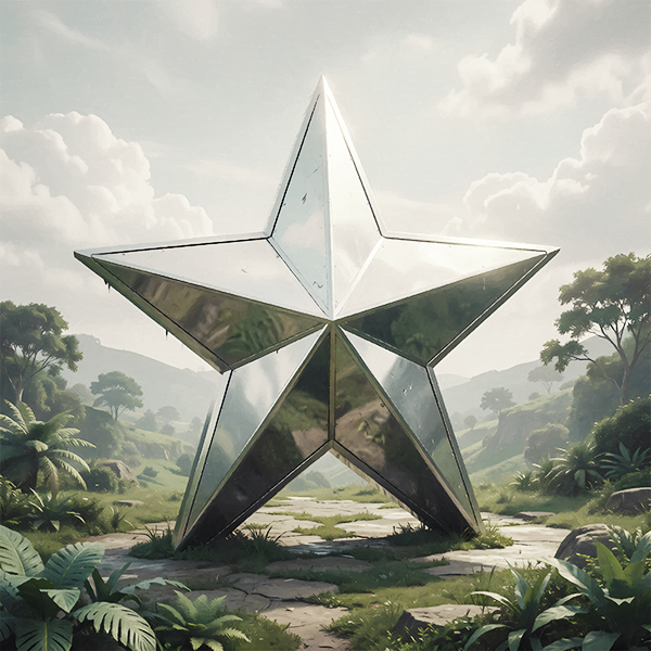 Desolate Dreams Cover Art A Huge Metallic Star Model In Midst Of A Surreal Environment