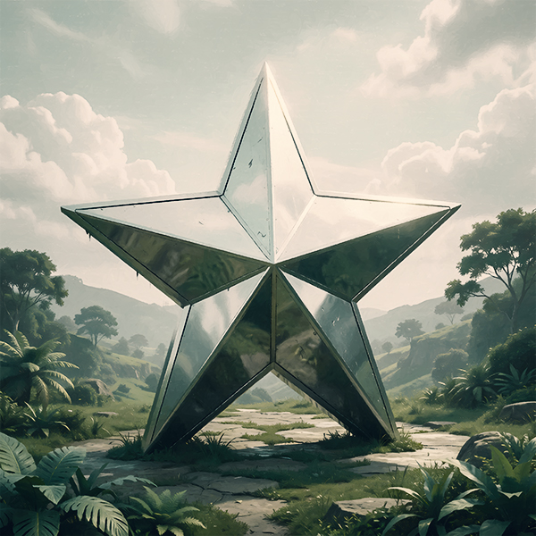 Desolate Dreams Cover Art A Huge Metallic Star Model In Midst Of A Surreal Environment
