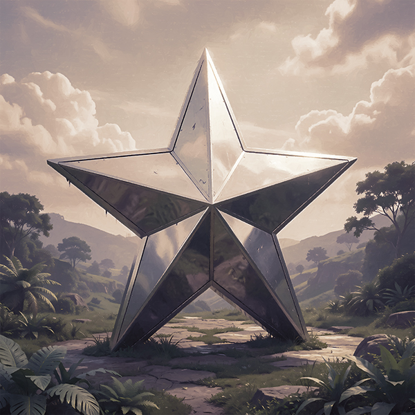 Desolate Dreams Cover Art A Huge Metallic Star Model In Midst Of A Surreal Environment