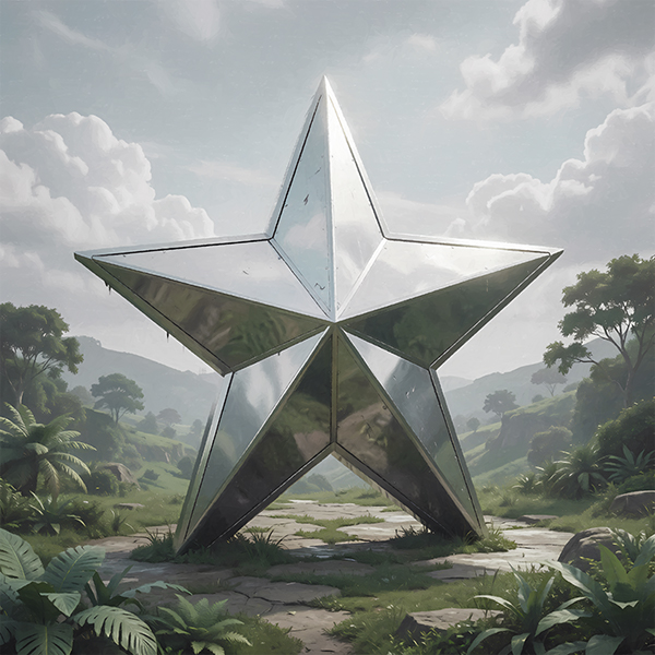 Desolate Dreams Cover Art A Huge Metallic Star Model In Midst Of A Surreal Environment