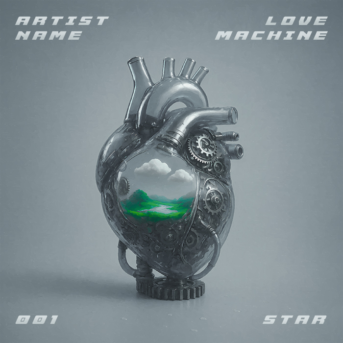Love Machine Cover Art A Steampunk Style Glass Heart Model With Gears Inside