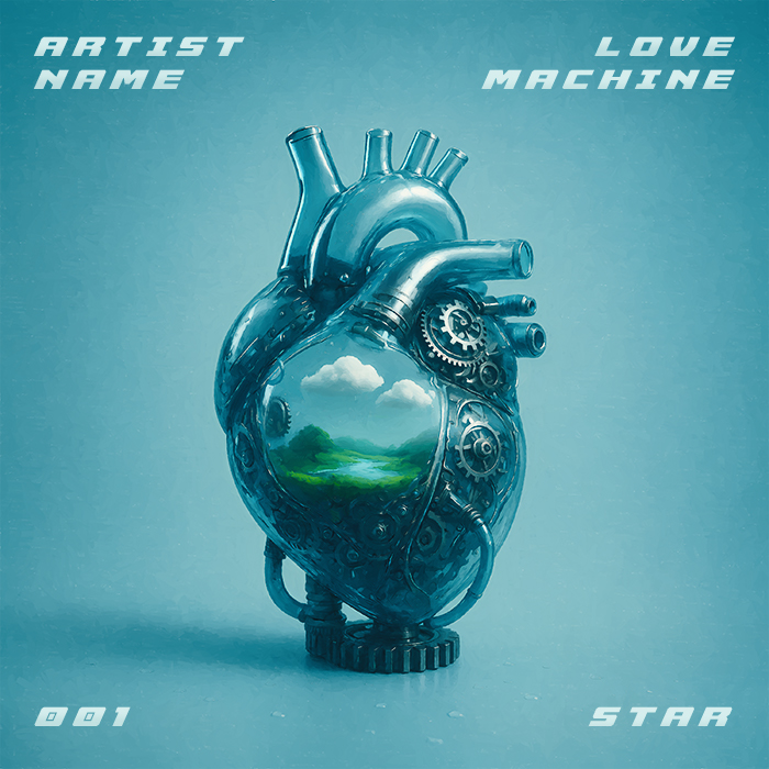 Love Machine Cover Art A Steampunk Style Glass Heart Model With Gears Inside