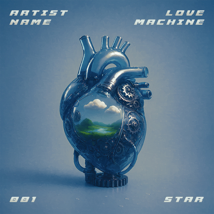 Love Machine Cover Art A Steampunk Style Glass Heart Model With Gears Inside