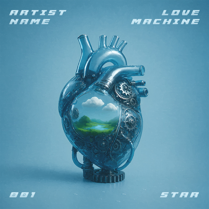 Love Machine Cover Art A Steampunk Style Glass Heart Model With Gears Inside